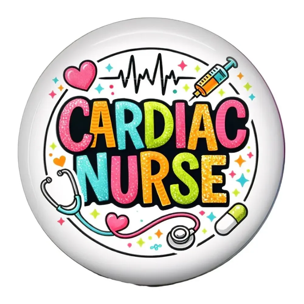 Cardiac Nurse Badge Reel Heart Nurse Cardiology RN Retractable ID Holder Nurse